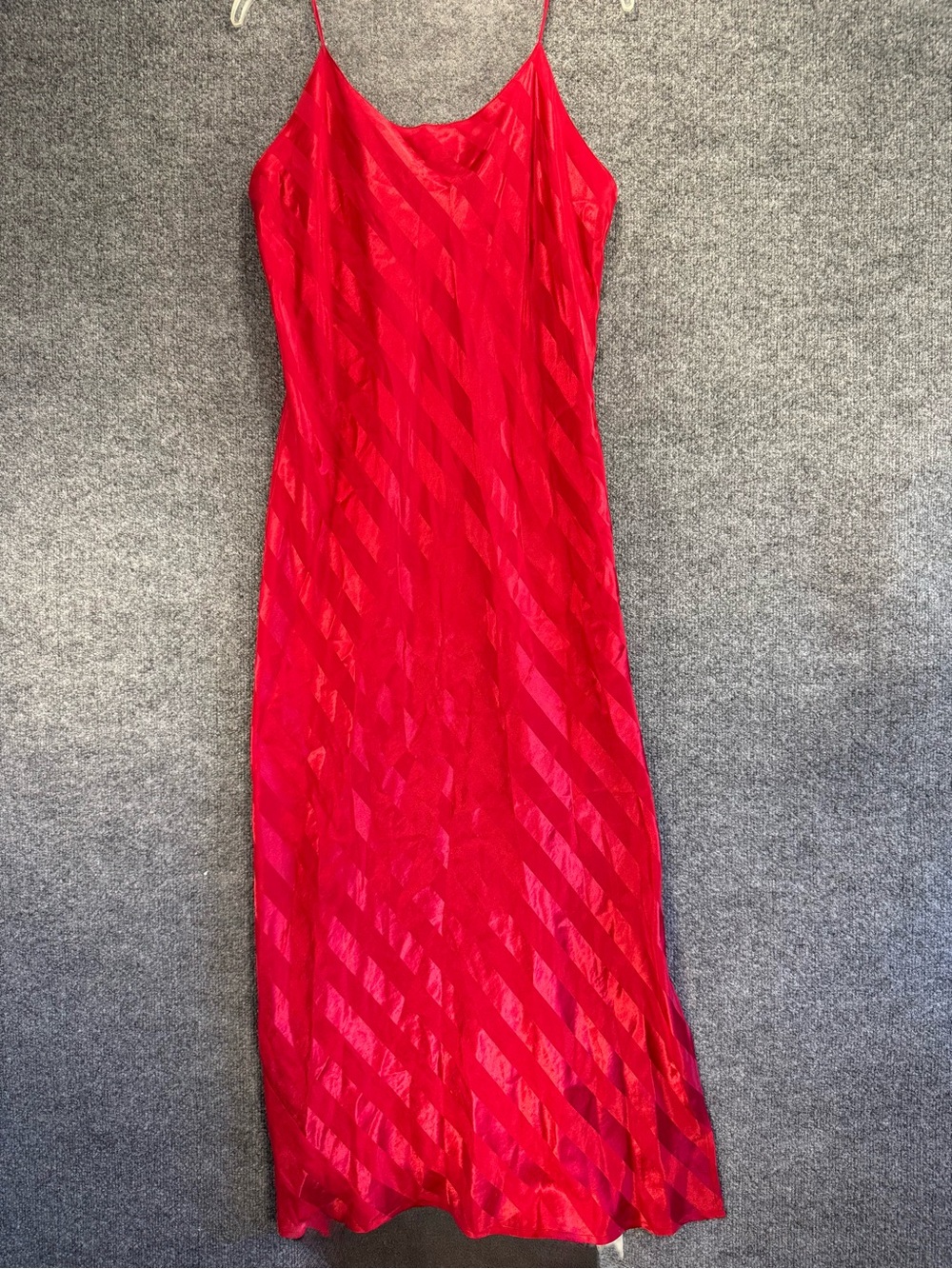 Vintage Victoria's Secret Red Satin Slip Maxi Dress Nightgown